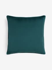 Dark Teal Blue 50 x 50cm Matte Velvet Contrast Pipe Cushion - Image 1 of 2