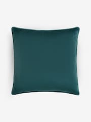 Dark Teal Blue 50 x 50cm Matte Velvet Contrast Pipe Cushion - Image 2 of 2