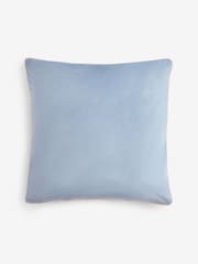 Light Blue 59 x 59cm Matte Velvet Contrast Pipe Cushion - Image 3 of 4