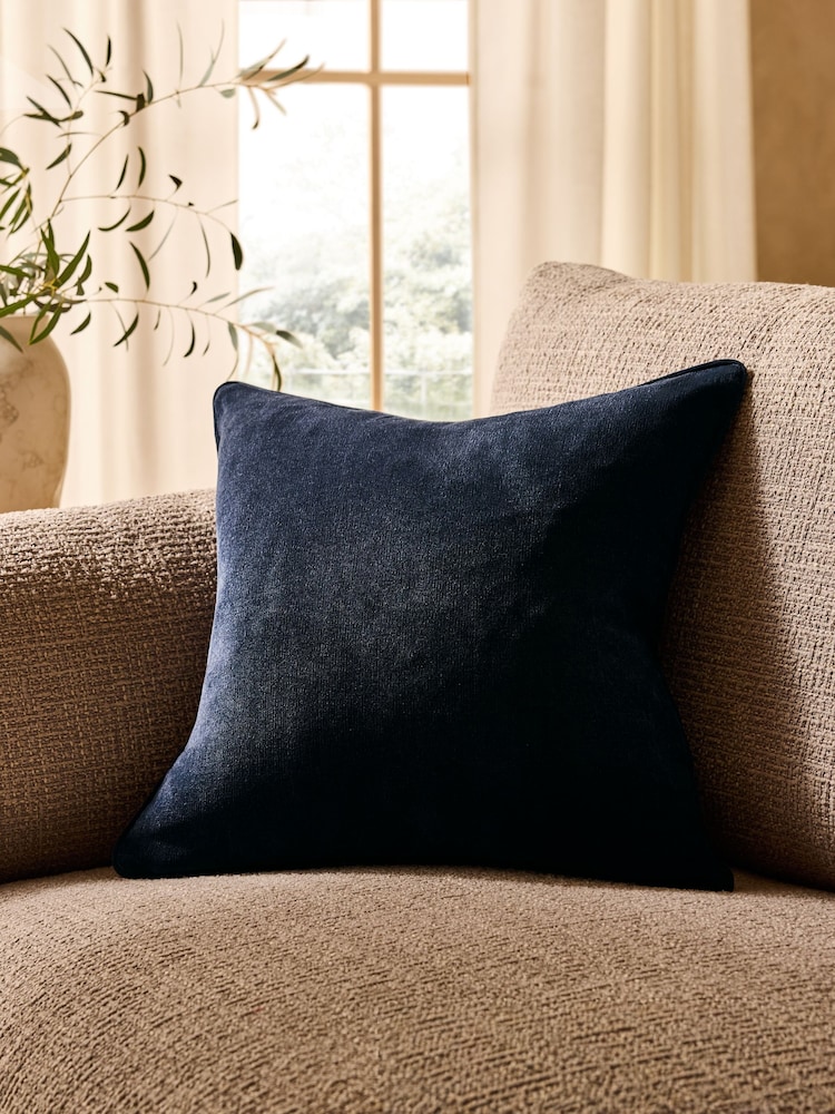 Navy 45 x 45cm Soft Velour Cushion - Image 1 of 4