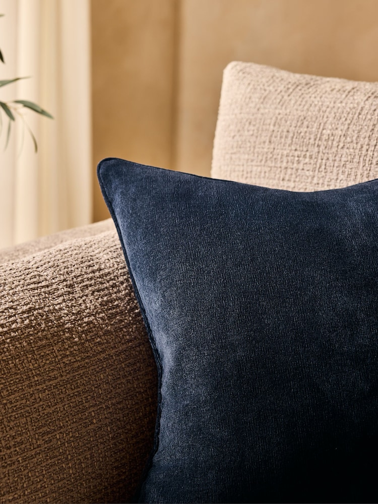 Navy 45 x 45cm Soft Velour Cushion - Image 2 of 4