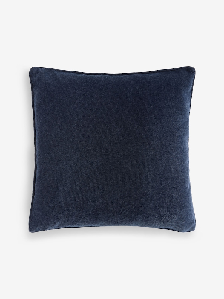 Navy 45 x 45cm Soft Velour Cushion - Image 4 of 4