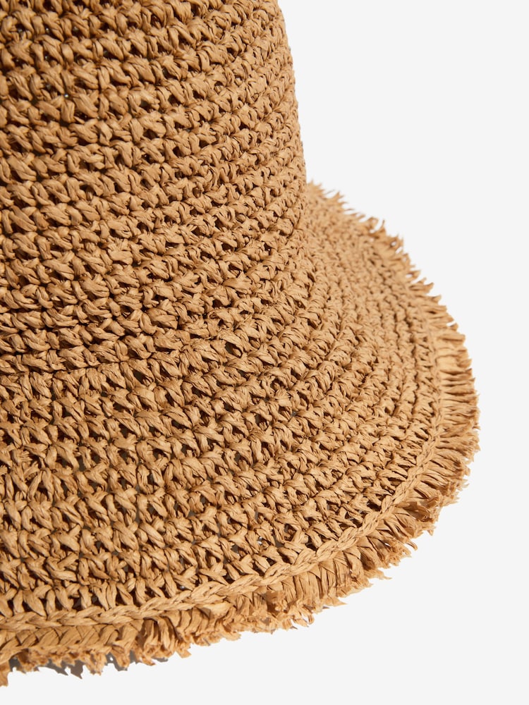 Friends Like These Natural Fringe Raffia Bucket Hat - Image 6 of 6