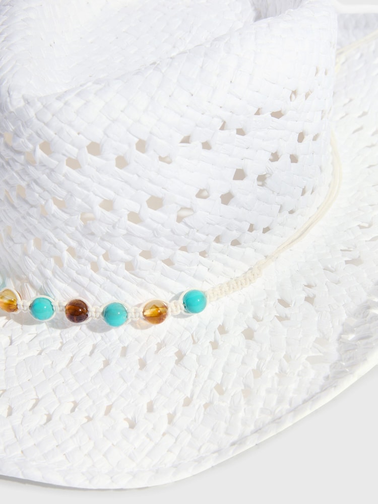 Friends Like These White Faux Raffia Straw Western Hat - Image 7 of 7