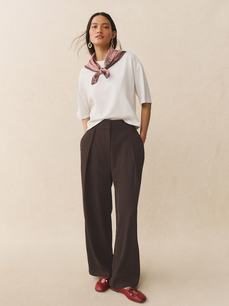 Marron chocolat - Pantalon ample à dos élastique - Image 1 de 8