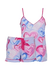 Cyberjammies Pink Heart Printed Jersey Cami And Shorts Set - Image 4 of 4