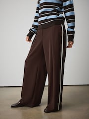 Marron chocolat rayé - Pantalon ample à dos élastique - Image 2 de 6