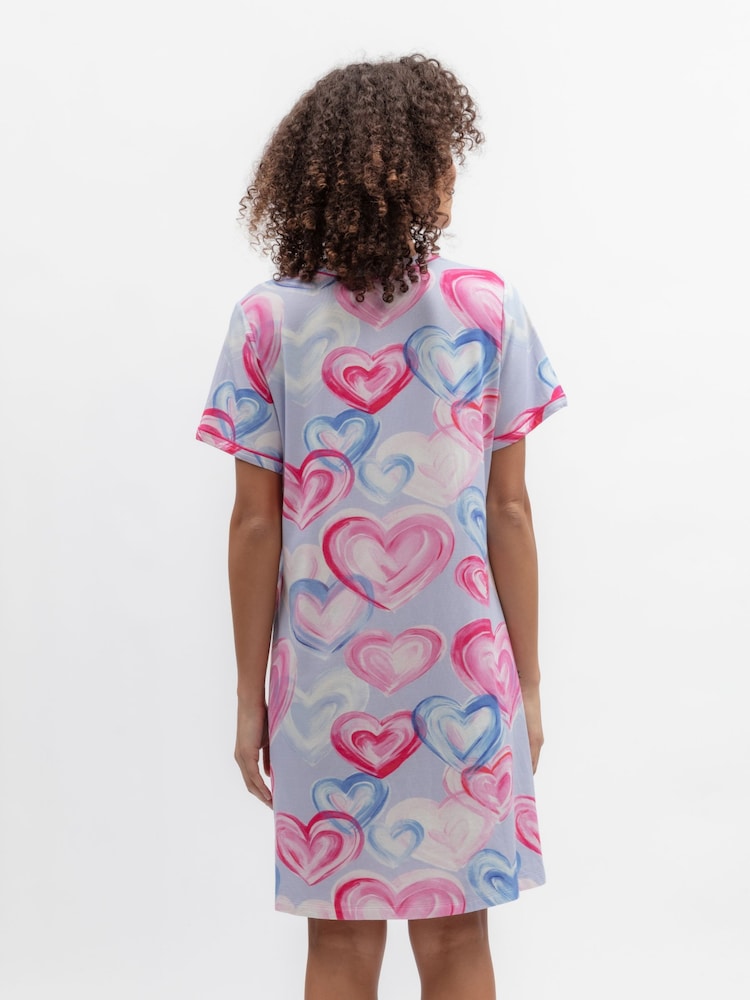 Cyberjammies Pink Chloe Heart Printed Jersey Nightie - Image 2 of 3