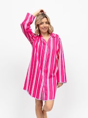 Cyberjammies Pink Stripe Print L/Slv Nightshirt - Image 1 of 4