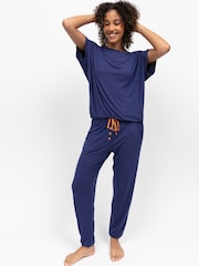 Cyberjammies Blue Slouch Jersey Capslv Pyjamas Set - Image 1 of 4
