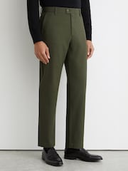 Khaki Zeleno - Reiss Dobi tkanina pamučne pikue Čino pantalone - Slika 3 od 7