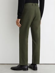 Khaki Zeleno - Reiss Dobi tkanina pamučne pikue Čino pantalone - Slika 6 od 7