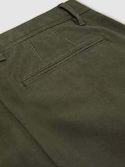 Khaki Zeleno - Reiss Dobi tkanina pamučne pikue Čino pantalone - Slika 7 od 7