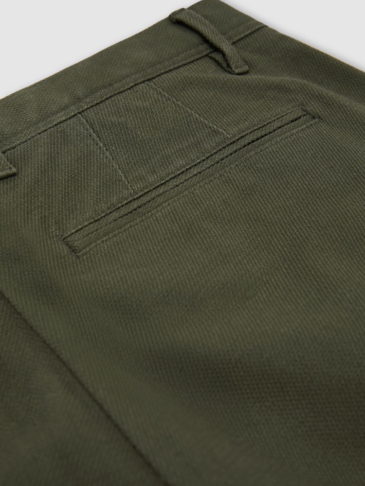 Khaki Zeleno - Reiss Dobi tkanina pamučne pikue Čino pantalone - Slika 7 od 7