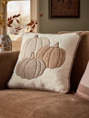 Natural 43 x 43cm Borg Pumpkin Cushion - Image 1 of 4