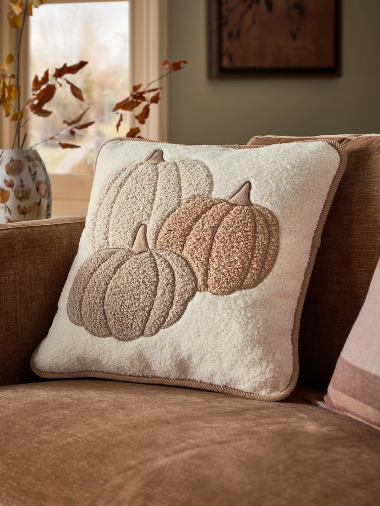 Natural 43 x 43cm Borg Pumpkin Cushion - Image 1 of 4