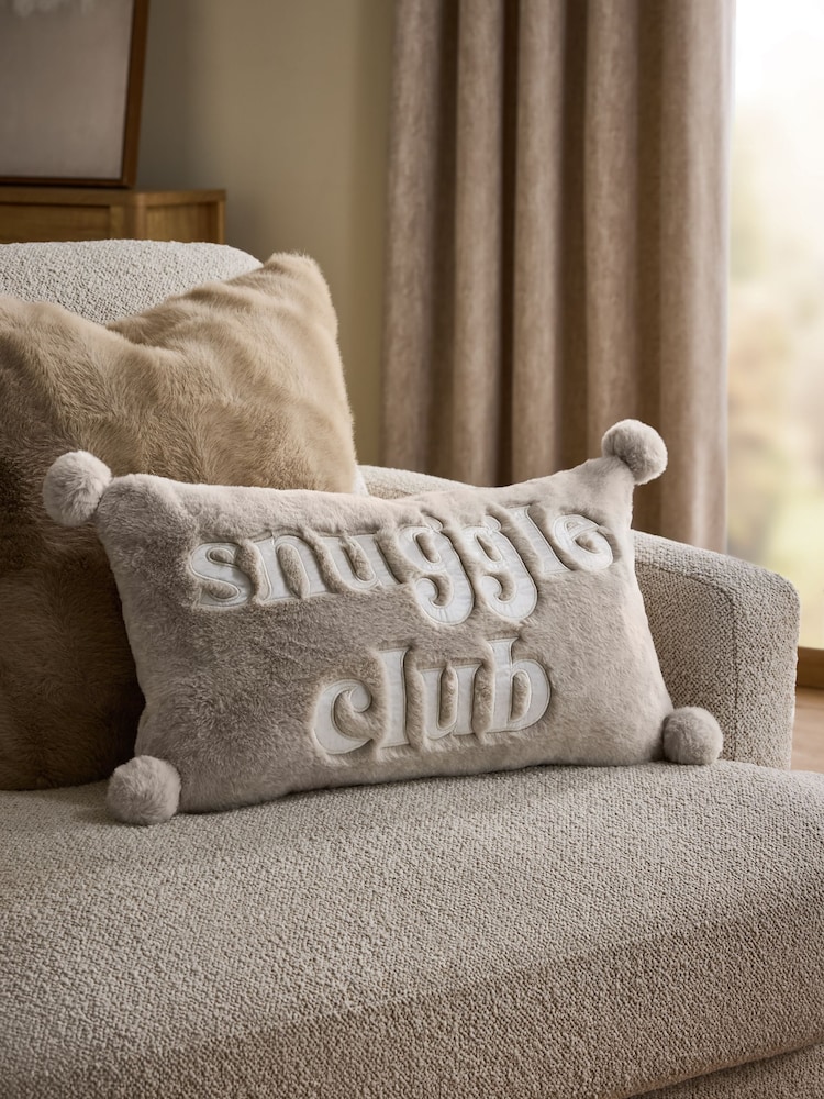 Natural Faux Fur Snuggle Club Oblong Cushion - Image 1 of 4 Natural Faux Fur Snuggle Club Oblong Cushion - Image 1 of 4