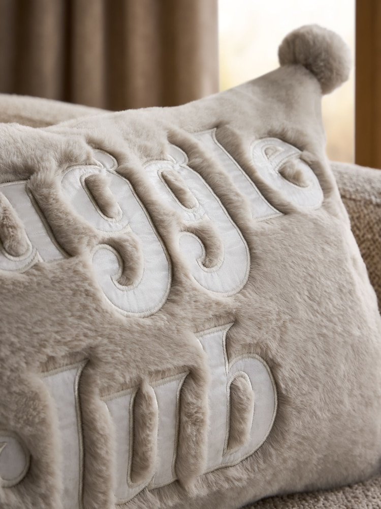 Natural Faux Fur Snuggle Club Oblong Cushion - Image 2 of 4 Natural Faux Fur Snuggle Club Oblong Cushion - Image 2 of 4