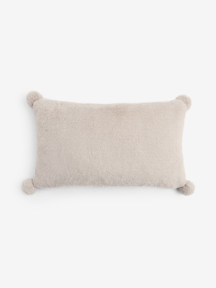 Natural Faux Fur Snuggle Club Oblong Cushion - Image 4 of 4 Natural Faux Fur Snuggle Club Oblong Cushion - Image 4 of 4