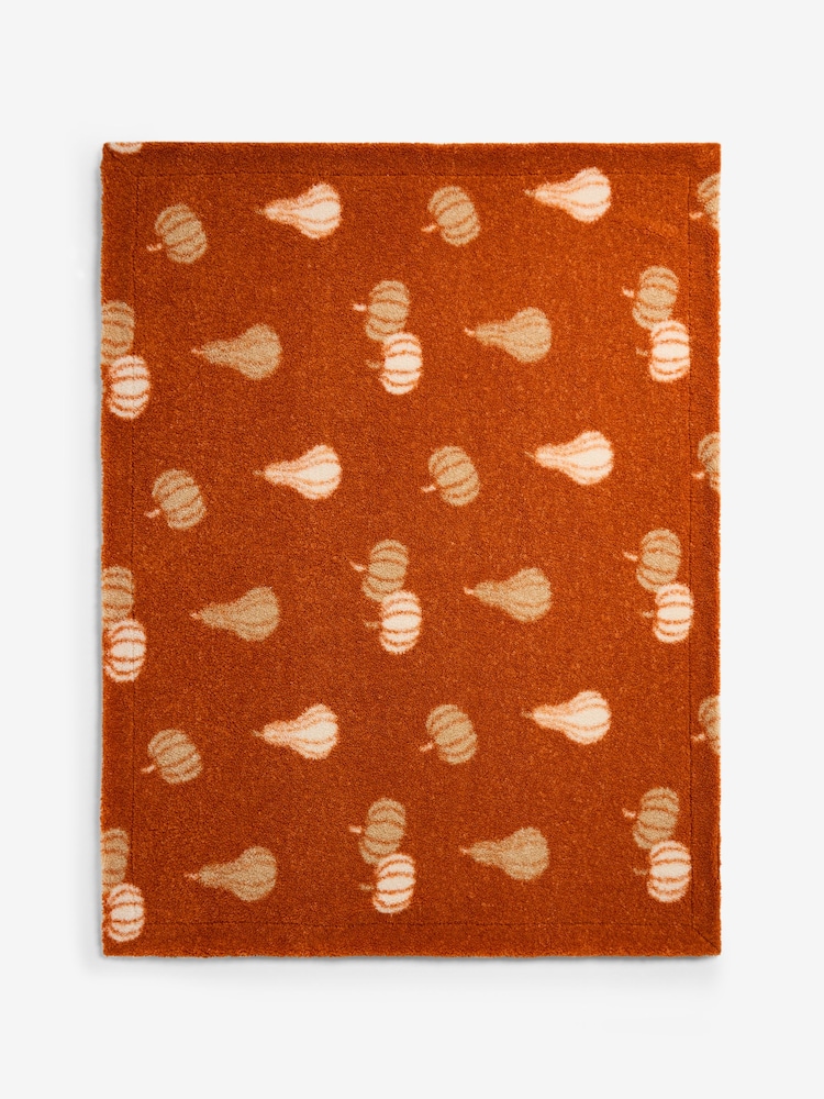 Orange Cosy Borg Pumpkin Fleece Throw - Image 1 of 3 Orange Cosy Borg Pumpkin Fleece Throw - Image 1 of 3