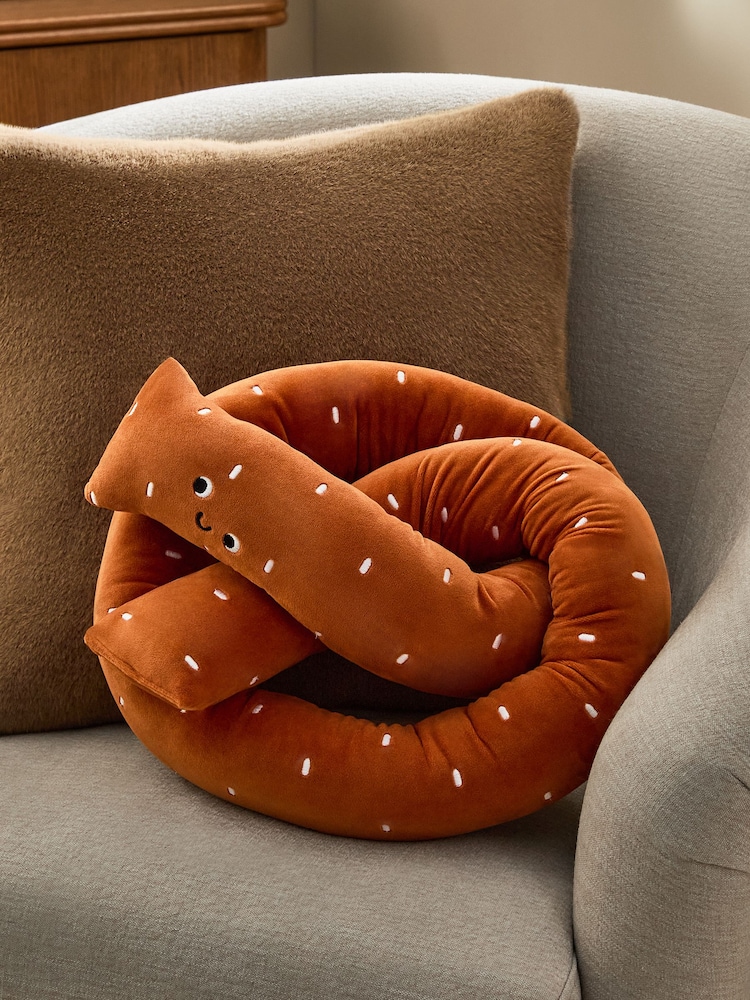 Orange 3D Pretzel Cushion - Image 1 of 4