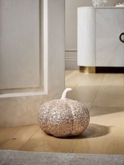 Champagne Gold Autumn Sequin Pumpkin Doorstop - Image 1 of 4