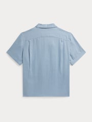 Polo Ralph Lauren Blue Short Sleeve Cuban Collar Linen Shirt - Image 5 of 5