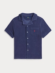 Polo Ralph Lauren Blue Terry Towelling Revere Collar Shirt - Image 1 of 2