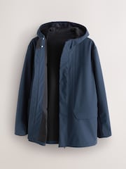 Navy Muscle Fit Drytech Waterproof Hooded Coat with Taped Seams - Image 2 of 8