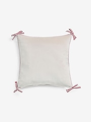 Red 50 x 50cm Bow Reversible Velvet Cushions - Image 3 of 5