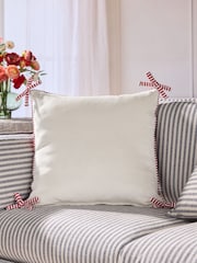 Red 50 x 50cm Bow Reversible Velvet Cushions - Image 4 of 5