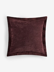 Plum Purple Weave Chenille 50 x 50cm Fringe Cushion - Image 1 of 2