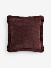 Plum Purple Weave Chenille 50 x 50cm Fringe Cushion - Image 3 of 4