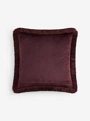Plum Purple Weave Chenille 50 x 50cm Fringe Cushion - Image 4 of 4
