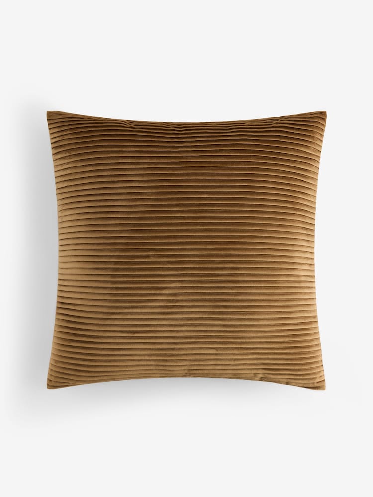 Gold 50 x 50cm Velvet Pleat Cushion - Image 1 of 2 Gold 50 x 50cm Velvet Pleat Cushion - Image 1 of 2