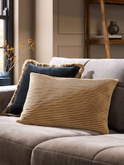 Gold 40 x 59cm Velvet Pleat Cushion - Image 1 of 4