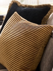 Gold 40 x 59cm Velvet Pleat Cushion - Image 2 of 4