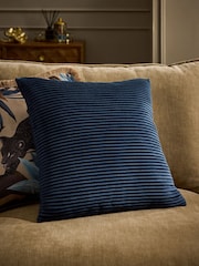 Navy 50 x 50cm Velvet Pleat Cushion - Image 1 of 4