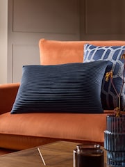 Navy 40 x 59cm Velvet Pleat Cushion - Image 1 of 4