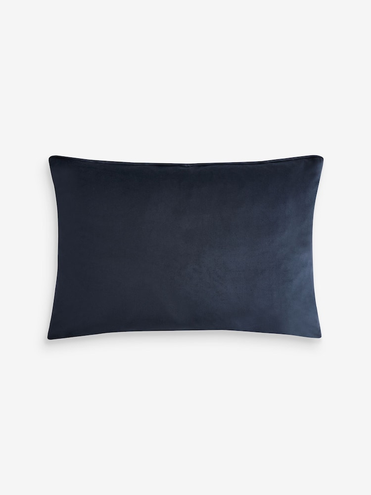 Navy 40 x 59cm Velvet Pleat Cushion - Image 4 of 4
