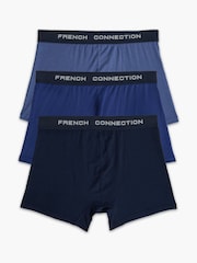 French Connection Blue Luxury Stretch Boxers 3-Pack - Image 1 of 5