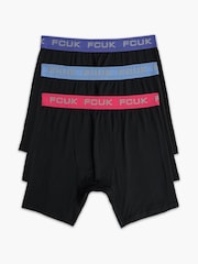 French Connection Blue FCUK Stretch Boxers 3 Pack - Image 1 of 5