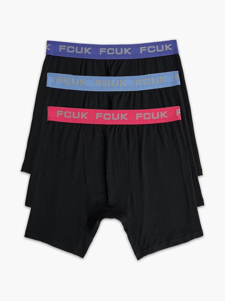 French Connection Blue FCUK Stretch Boxers 3 Pack - Image 1 of 5 French Connection Blue FCUK Stretch Boxers 3 Pack - Image 1 of 5