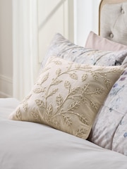 Natural Embellished Leaf 35 X 35cm Cushion - Image 1 of 4