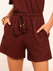 Friends Like These Rust Red Textured Bead Detail Playsuit - Image 2 of 4