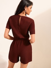 Friends Like These Rust Red Textured Bead Detail Playsuit - Image 4 of 4