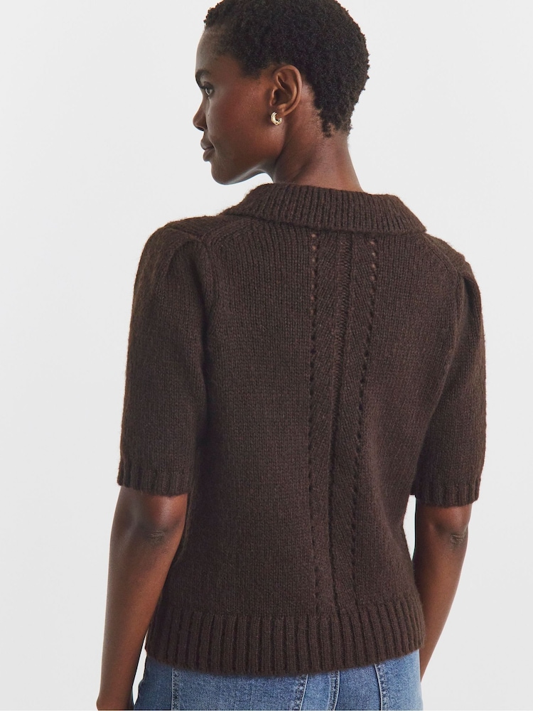 JD Williams Brown Fluffy Collar Jumper - Image 2 of 4 JD Williams Brown Fluffy Collar Jumper - Image 2 of 4