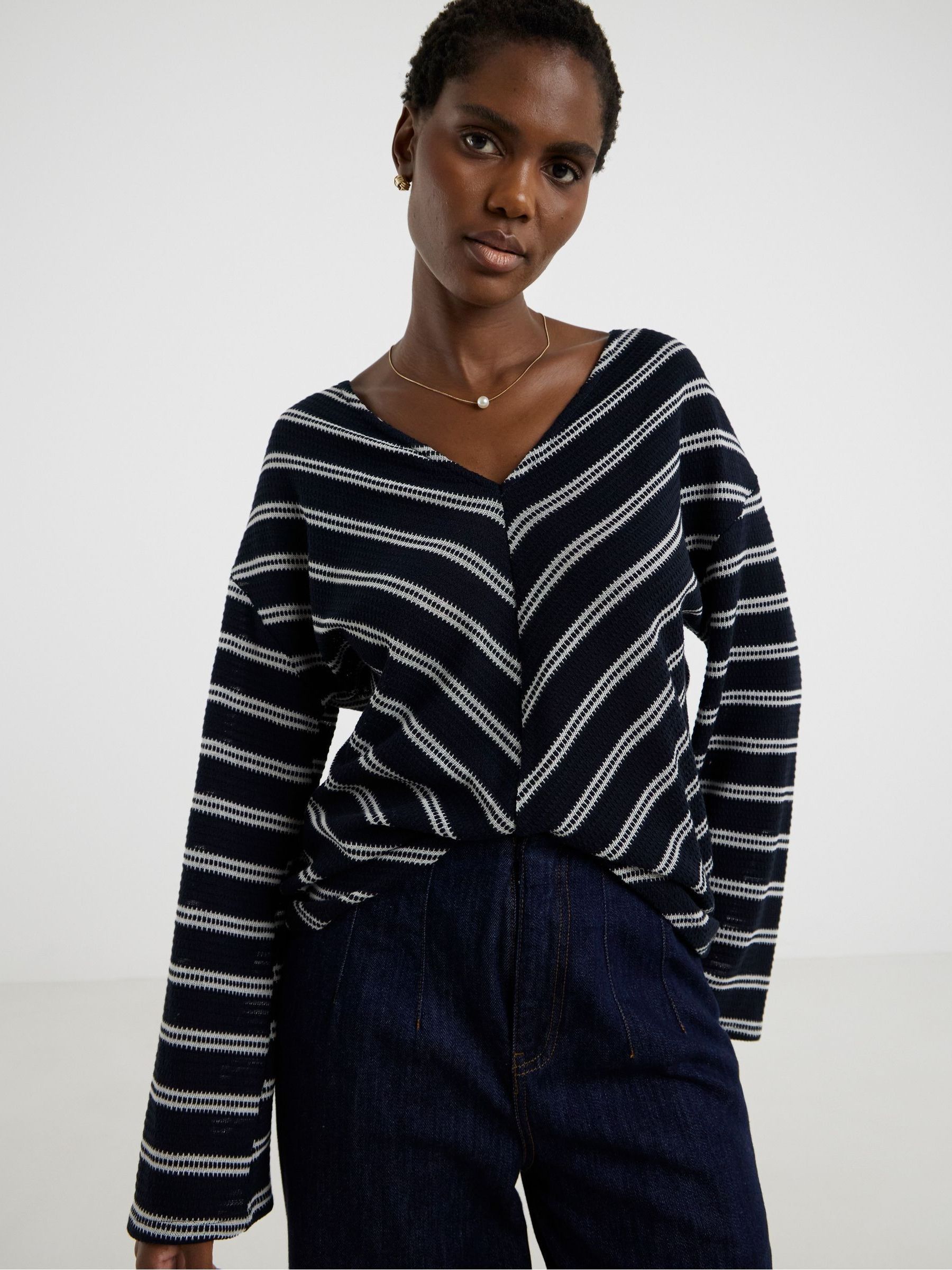 Buy JD Williams Black Textured Stripe Knit Longline Top from Next