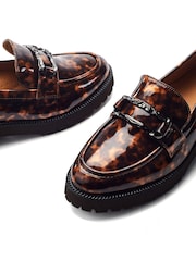 Moda in Pelle Brown Egoma Snaffle Trim Chunky Loafer Shoes - Image 4 of 4