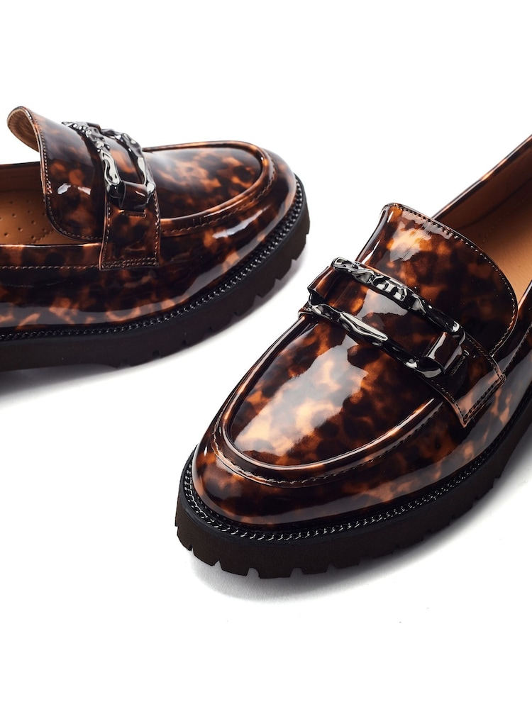 Moda in Pelle Brown Egoma Snaffle Trim Chunky Loafer Shoes - Image 4 of 4